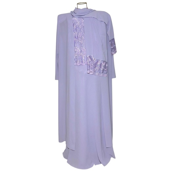 Michaelangelo Lavender Lace Floral Embroidered 3 Piece Gown - Women’s Size 18 - Picture 1 of 13